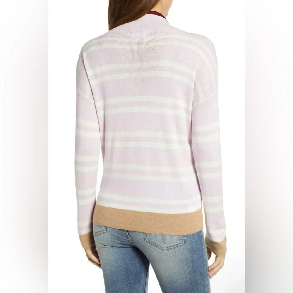 NWOT Lou & Grey Tie Funnel Neck Sweater Size XXL Striped Pullover Thin - Picture 3 of 10
